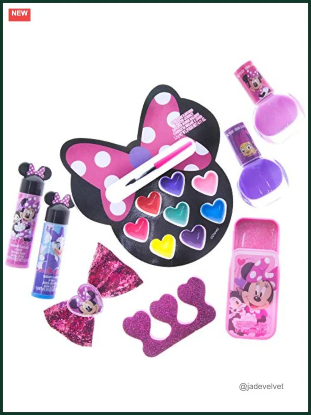Disney Minnie Mouse Cosmetic Set Backpack with Lip Gloss, Nail Polish, Hair Bows